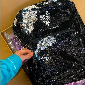 Younique flip Black And Silver Sequin backpack